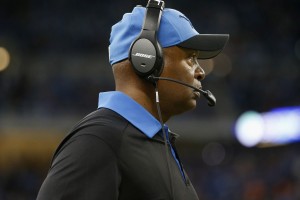 DETROIT, MI - OCTOBER 18: head coach Jim Caldwell of the Detroit Lions looks on during a time out in over time while playing the Chicago Bears at Ford Field on October 18, 2015 in Detroit, Michigan. the Detroit Lions win 37-34 in overtime to beat the Chicago Bears. (Photo by Christian Petersen/Getty Images)