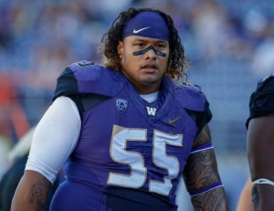 SEATTLE, WA - SEPTEMBER 13:  Nose tackle Danny Shelton #55 of the Washington Huskies looks on prior to the game against the Illinois Fighting Illini on September 13, 2014 at Husky Stadium in Seattle, Washington.  (Photo by Otto Greule Jr/Getty Images)
