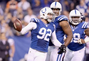 of the Indianapolis Colts during the game against the Houston Texans at Lucas Oil Stadium on December 14, 2014 in Indianapolis, Indiana.