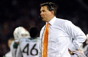 BLACKSBURG, VA - OCTOBER 23: Head coach Al Golden of the Miami Hurricanes looks on in the first half against the Virginia Tech Hokies at Lane Stadium on October 23, 2014 in Blacksburg, Virginia. (Photo by Michael Shroyer/Getty Images)