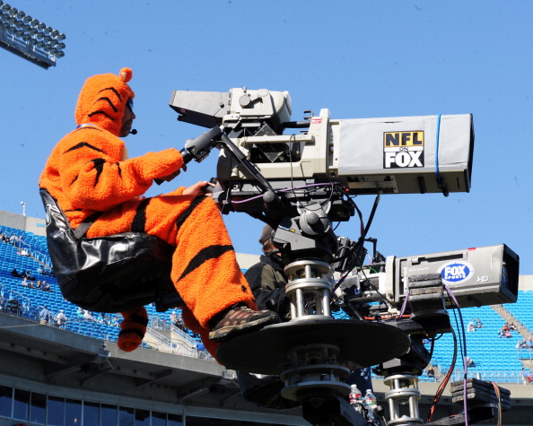 CHARLOTTE, NC - OCTOBER 30: Cameraman Lance Stewart of FOX dresses for Halloween as the Carolina Panthers host the Minnesota Vikings October 30, 2011 at Bank of America Stadium in Charlotte, North Carolina. (Photo by Al Messerschmidt/Getty Images)